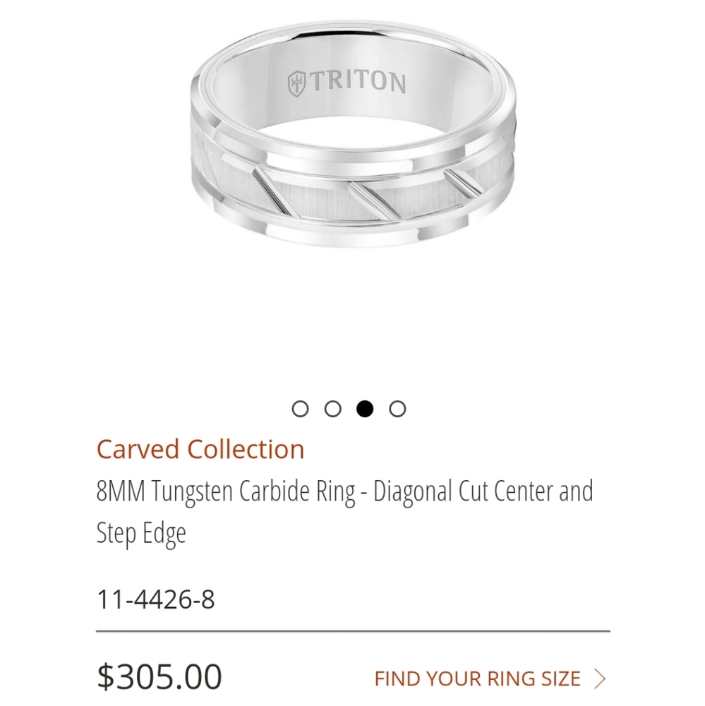 RING - Authentic Triton Tungsten Carbide  SIZE 7.5